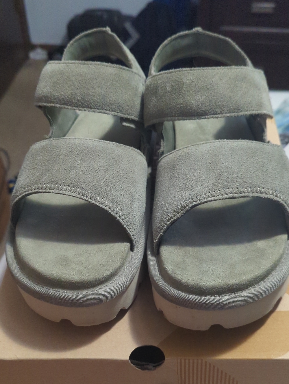 Koolaburra Olive Green Women's Suede Velcro Sandals